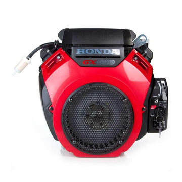 Red Honda generator on a white background