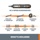 Worx WX240L Cordless 4V Electric 3-Speed Screwdriver with 12 Bits-3