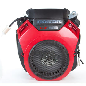 Silver Honda GX690-TDW horizontal V-twin engine with black air filter and red fuel tank