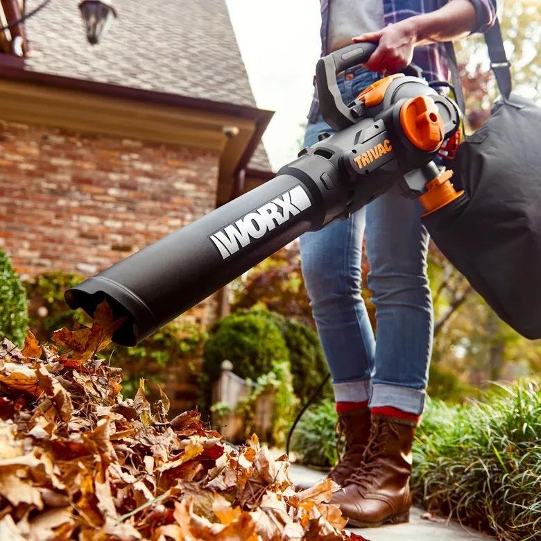Worx WG512 Corded 12 Amp 600 CFM TriVac 3-in-1 Blower, Mulcher