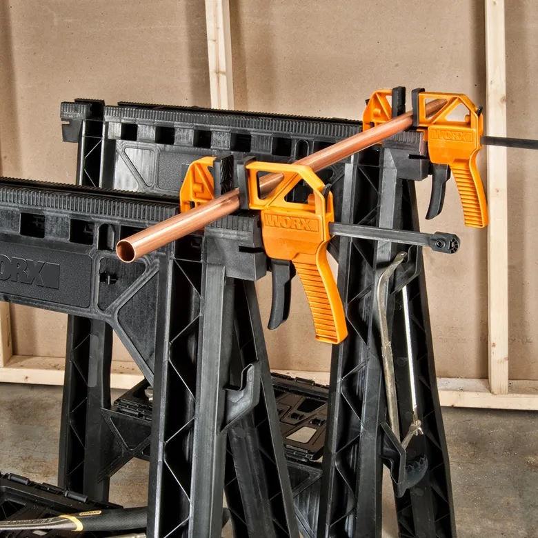 Worx WX065 Set of 2 Sawhorses with Bar Clamps | Equipatron