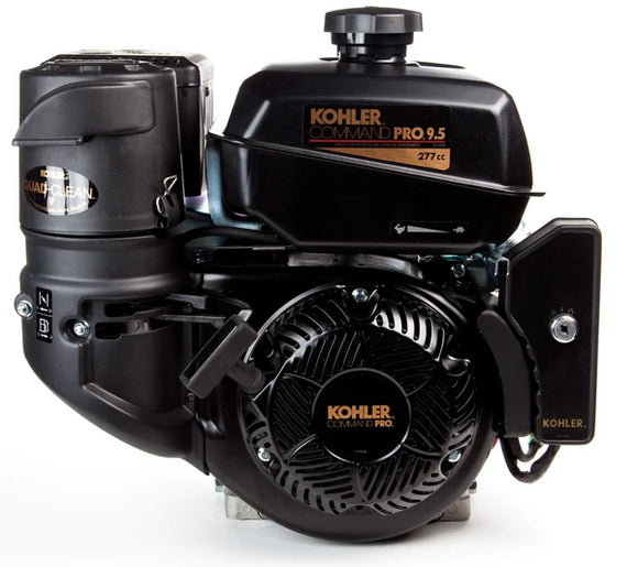 Black Kohler CH395 horizontal engine with electric start and air filter housing