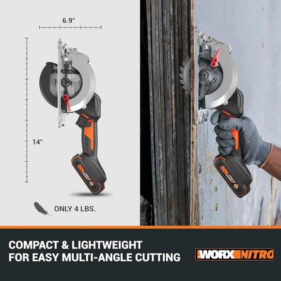 Worx WX531L Cordless 20V WorxSaw 4.5" Compact Circular Saw