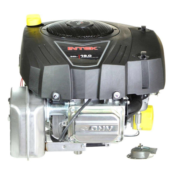 Black Briggs & Stratton Intek vertical engine showing air filter and blower housing