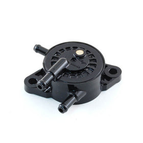 Black Briggs & Stratton 597338 plastic fuel pump with mounting tabs and central inlet port