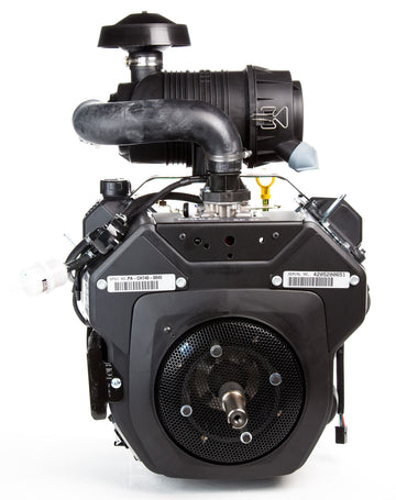 Front view of Kohler Command PRO CH740 25 HP gasoline engine with intake pipe and cooling fan