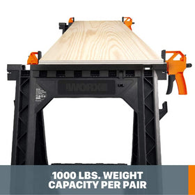 Worx WX065 Set of 2 Sawhorses with Bar Clamps - 0