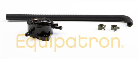Small black Briggs & Stratton fuel pump with three hose ports and mounting points