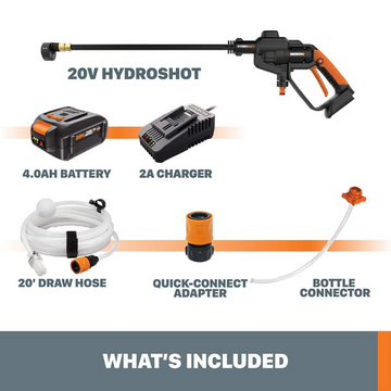 Worx WG620 Cordless 20V Power Share Hydroshot 320 PSI Power Cleaner - 0