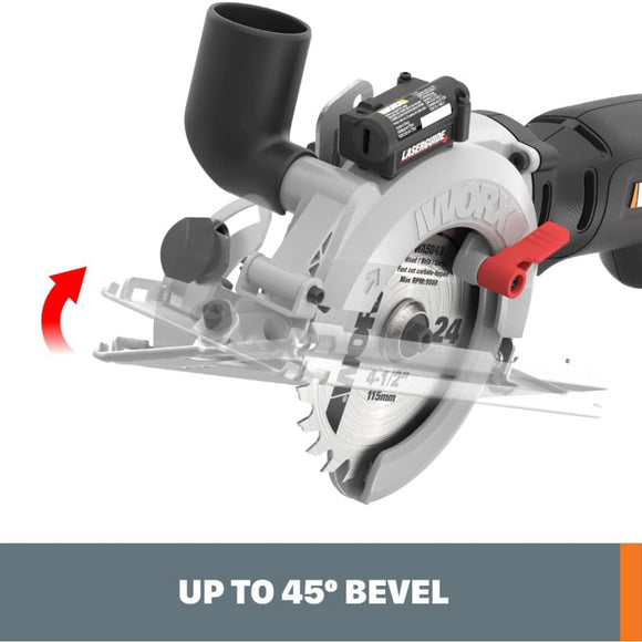 Worx WX437L Corded 4.5" WorxSaw 6.5 Amp Compact Circular Saw