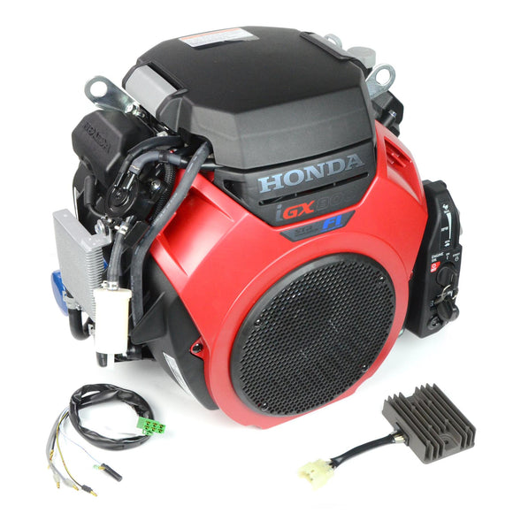 Large silver Honda iGX800-TXA2 EFI V-twin engine with black filter housing and wiring harness