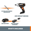 Worx WX291L Cordless 20V Power Share 1/4" Impact Driver-3