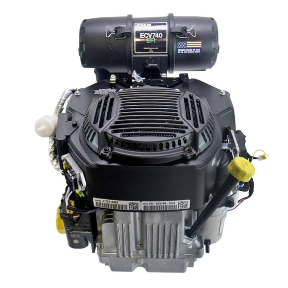 Black Kohler ECV740 vertical engine with air cleaner and muffler assembly