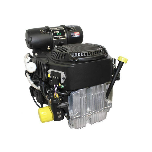 Black Kohler ECV650-3017 EFI V-twin vertical engine with air filter and electric start components