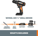 Worx WX100L Cordless 20V Power Share 3/8" Drill Driver-2