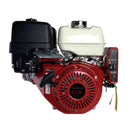 Honda GX390-PAE2 red and silver horizontal engine with black air filter and silver muffler