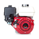 Red Honda GX160 horizontal power sport engine with black recoil starter and fuel tank