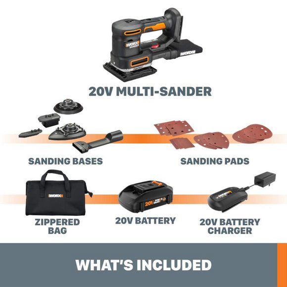 Worx WX820L Cordless 20V Sandeck Power Share Multi-Sander
